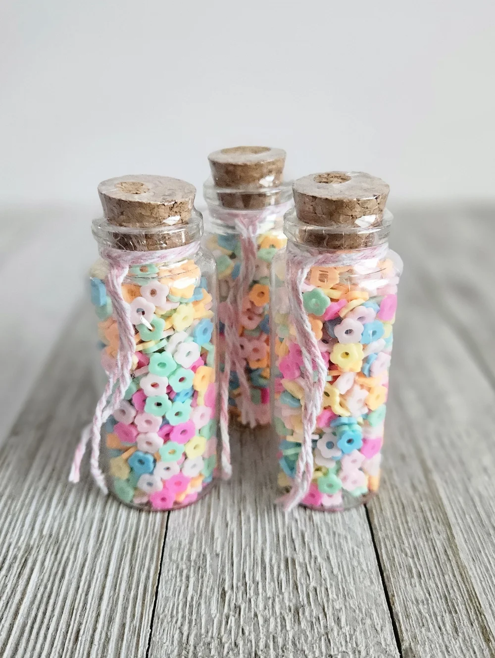 3-Pack Jar of Miniature Plastic Beads Multi-Colored Pastel Crafting Sewing DIY